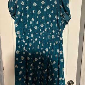 Modcloth Teal Snowflake Midi Dress